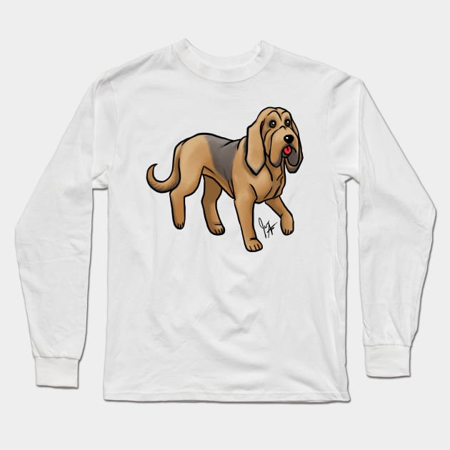 Dog - Bloodhound - Tri-Color Long Sleeve T-Shirt by Jen's Dogs Custom Gifts and Designs